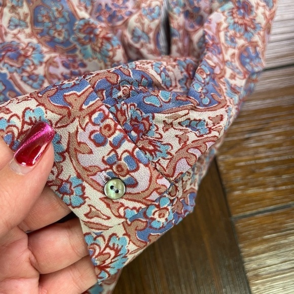 Frye Violet Dusk Paisley Floral Peasant Top Size XS - Picture 3 of 11